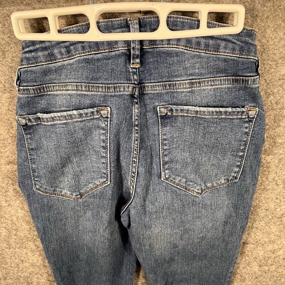 Free People Jeans Raw Straight Boot Hem Mid Rise Blue 61502-16515125 Size 28 - Picture 9 of 11